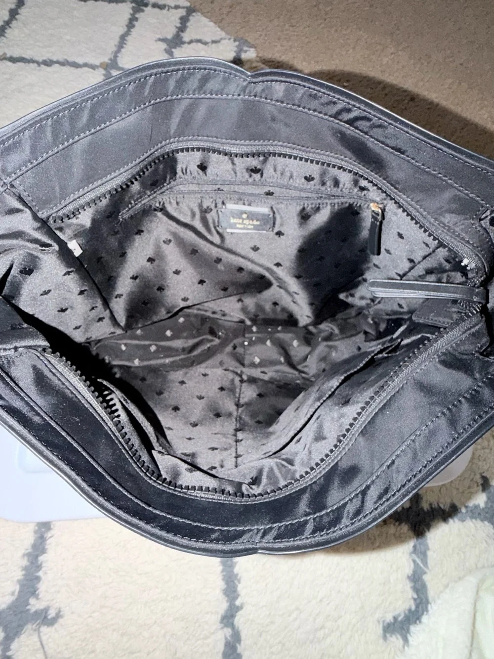 kate spade Black Nylon Tote with Gold Logo Detail